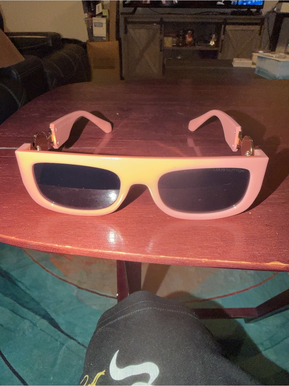 Louis Vuitton Chunky Pink Rectangular Sunglasses with Dark Lenses